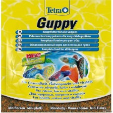 TetraGuppy 12г пакетик корм для гуппи, пецилий,меченосцев и.д.р живородящих,хлопья