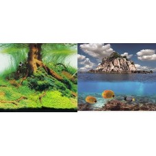 Фон для аквариума двухсторонний 60см Коряга и растения-море со скалой